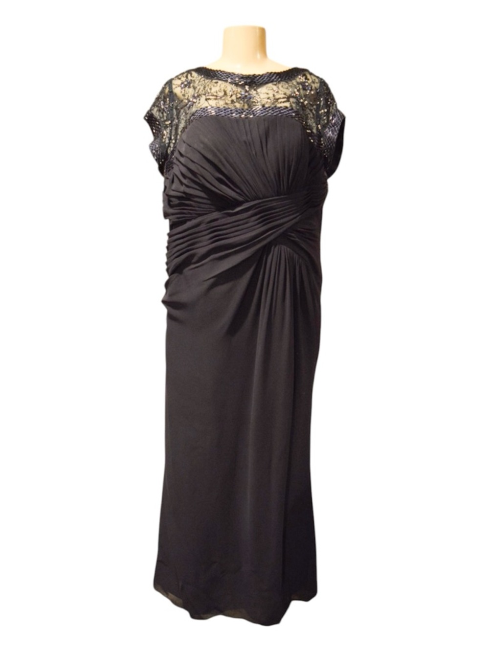 Elegant Navy Blue Extra-Long Gown with Sparkling Details – Worn Only Once